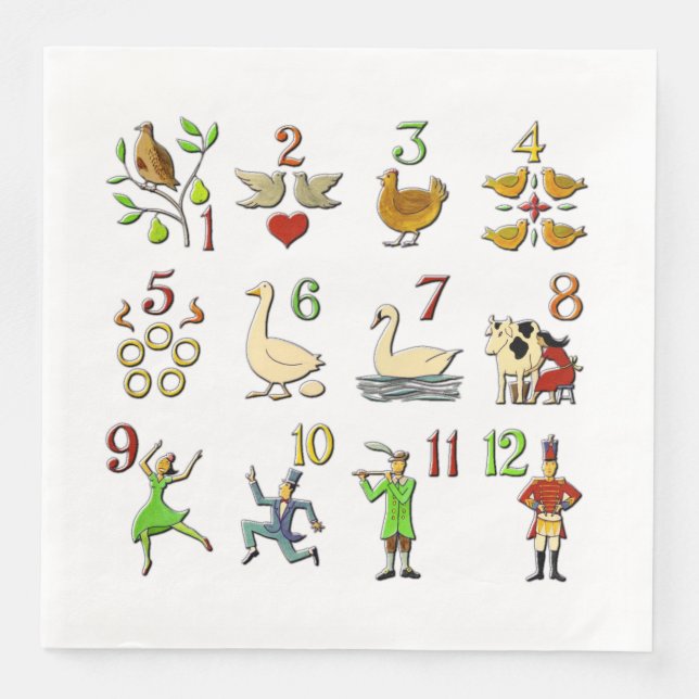 The Twelve Days of Christmas Napkin (Front)