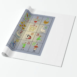 The Twelve Days of Christmas Song Poster Wrapping Paper
