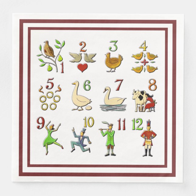 The Twelve Days of Christmas Your Border Colour Napkin (Front)