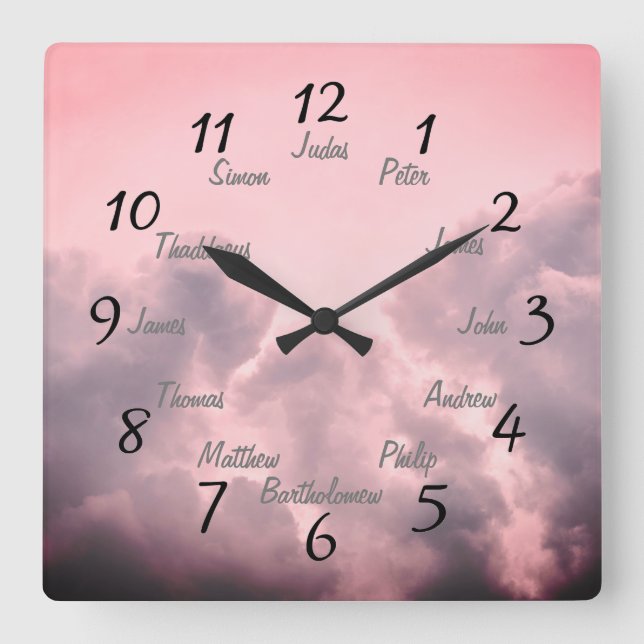 The Twelve Disciples of Jesus Square Wall Clock (Front)