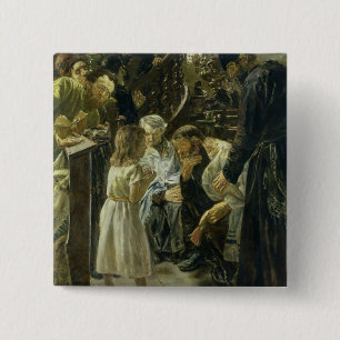 The Twelve-Year-Old Jesus in the Temple, 1879 15 Cm Square Badge