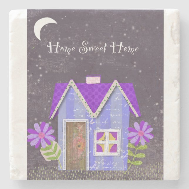 The Twilight Garden (Periwinkle & Indigo) Stone Coaster (Front)