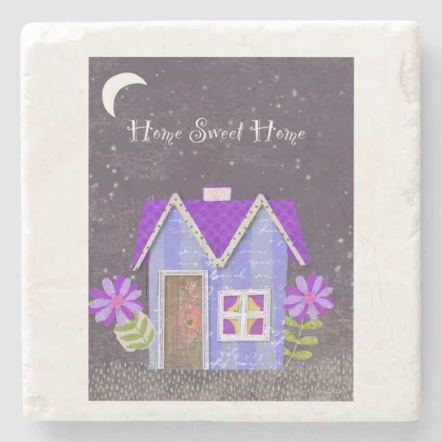 The Twilight Garden (Periwinkle & Indigo) Stone Coaster (Front)