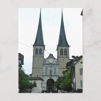 The twin spires of Hof(Hofkirche)church in Lucern Postcard