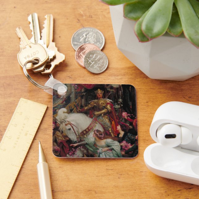 The Two Crowns by Sir Frank Bernard Dicksee Key Ring (Desk)