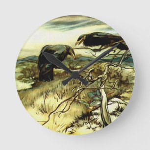 The Two Crows or Twa Corbies Makin A Mane Round Clock