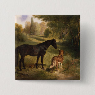 The two friends 15 cm square badge