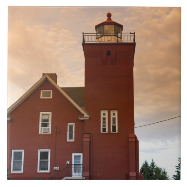 The Two Harbours Lighthouse overlooking Agate Bay Ceramic Tile (Front)