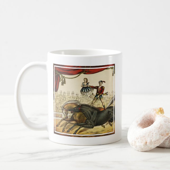 The Two Horse Act, Circus Performance, Circa 1874. Coffee Mug (With Donut)