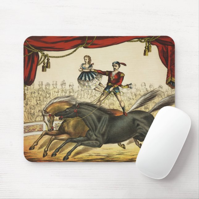 The Two Horse Act, Circus Performance, Circa 1874. Mouse Pad (With Mouse)