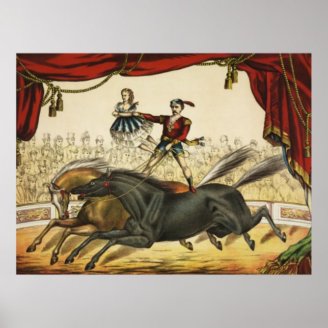 The Two Horse Act, Circus Performance, Circa 1874. Poster (Front)