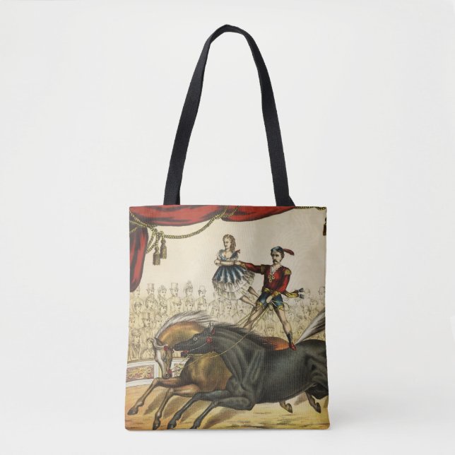 The Two Horse Act, Circus Performance, Circa 1874. Tote Bag (Front)