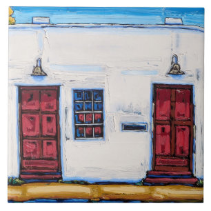 The "Two Red Doors" Decorative Tile