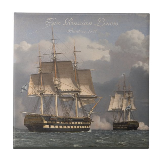 The Two Russian Liners Ships Ceramic Tile (Front)