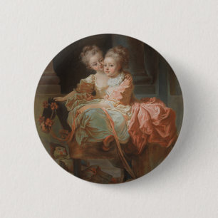 The Two Sisters - Jean-Honoré Fragonard 6 Cm Round Badge