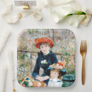 The Two Sisters, On the Terrace Auguste Renoir Paper Plate