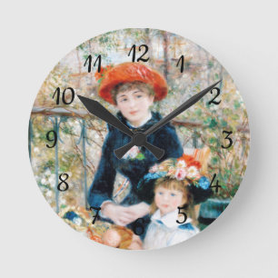 The Two Sisters, On the Terrace Auguste Renoir Round Clock