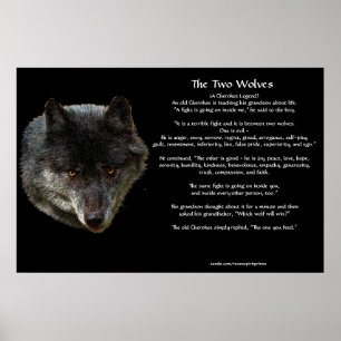 The TWO WOLVES CHEROKEE TALE Art Poster