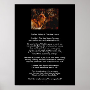 The TWO WOLVES CHEROKEE TALE Native American Print