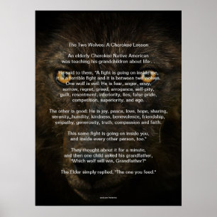 The TWO WOLVES CHEROKEE TALE Native American Print