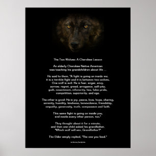 The TWO WOLVES CHEROKEE TALE Native American Print