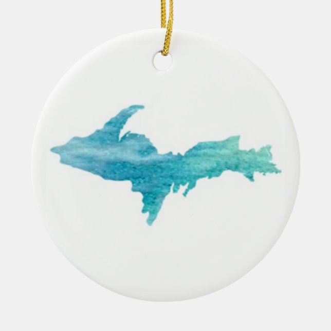 The U.P., Michigan's Upper Peninsula Ornament Aqua (Front)