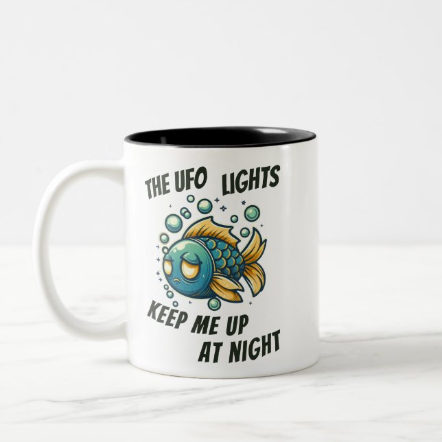 The UFO lights keep me up at night Two-Tone Coffee Mug (Left)