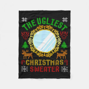 The Ugliest Ugly Christmas Sweater With Mirror Fun Fleece Blanket