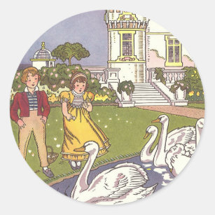 The Ugly Duckling, Vintage Fairy Tale by Hauman Classic Round Sticker
