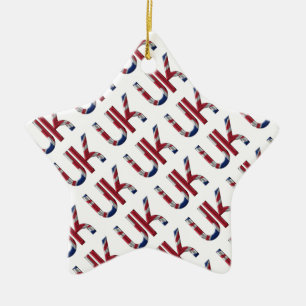 The UK Union Jack British Flag Typography Elegant Ceramic Ornament