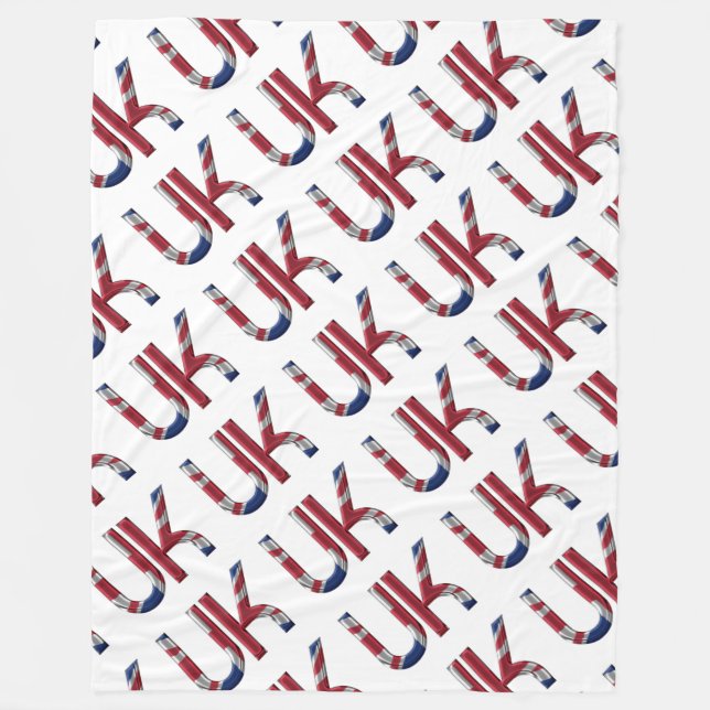 The UK Union Jack British Flag Typography Elegant Fleece Blanket (Front)