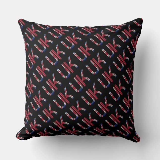 The UK Union Jack British Flag Typography Pattern Cushion (Front)