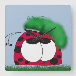 The Uncommon Friends Ladybug and Caterpillar Square Wall Clock
