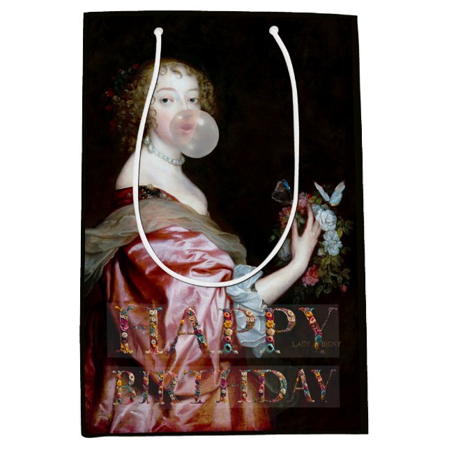 The unexpected arrival butterflies Happy Birthday Medium Gift Bag (Front)