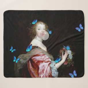 The Unexpected Arrival of Blue Butterflies Sherpa Blanket