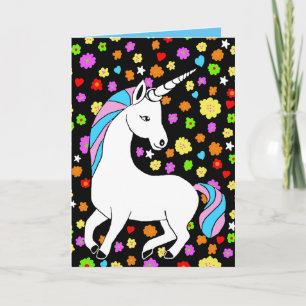 The Unicorn and Flowers. Birthday Card