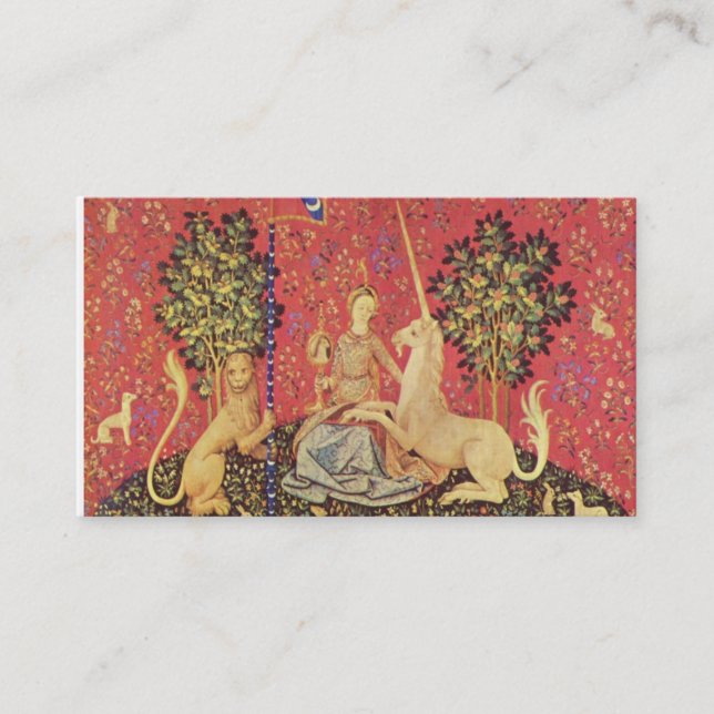 The Unicorn and Maiden Mediaeval Tapestry Image Business Card (Front)
