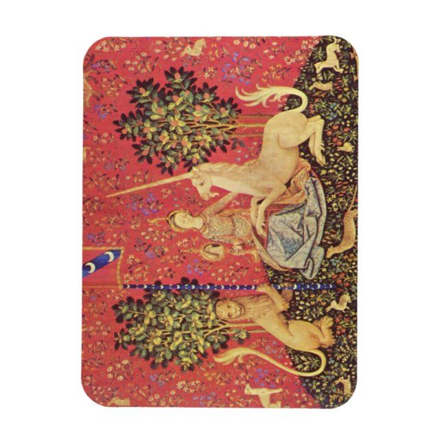 The Unicorn and Maiden Mediaeval Tapestry Image Magnet (Vertical)