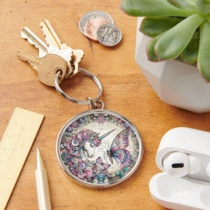 The Unicorn And The Butterfly Key Ring