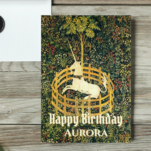The Unicorn in Captivity Fantasy Mediaeval Birthda Holiday Card (Creator Uploaded)