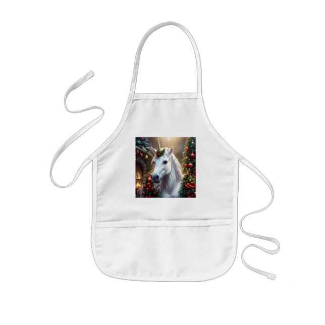 “The Unicorn of Noel” Kids Apron (Front)