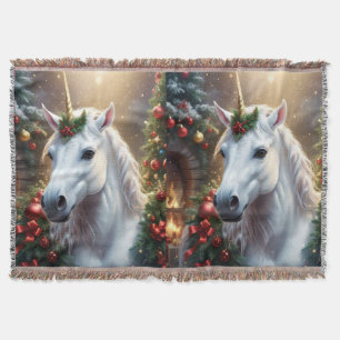 “The Unicorn of Noel” Throw Blanket