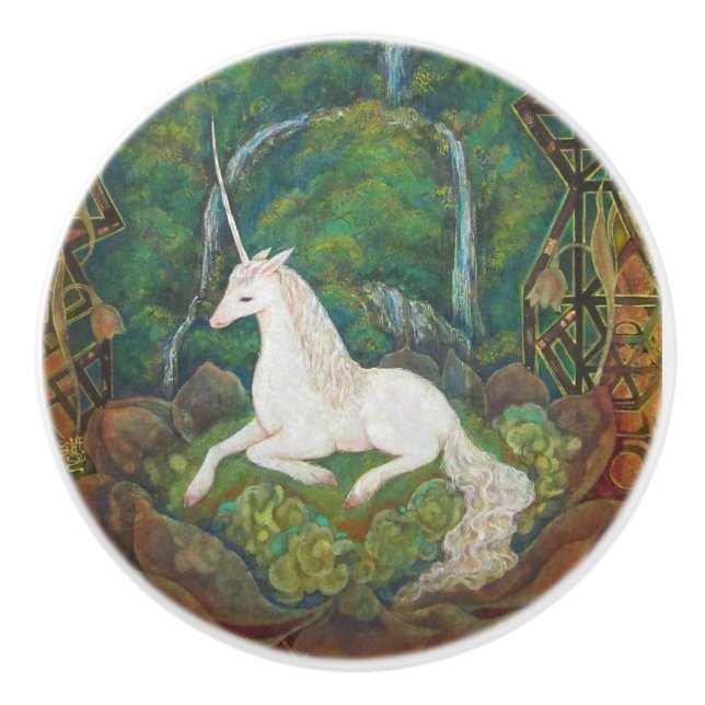The Unicorn's Secret Garden Ceramic Knob (Front)