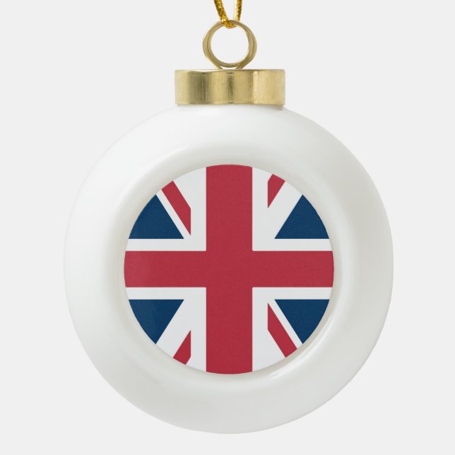 The Union Jack British Flag Ceramic Ball Christmas Ornament (Front)