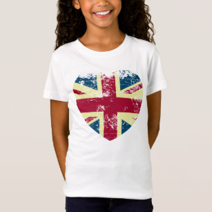 The Union Jack Flag Heart shape T-Shirt