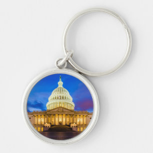 The United States Capitol at blue hour Key Ring