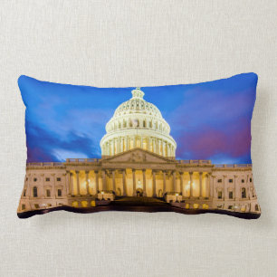 The United States Capitol at blue hour Lumbar Cushion