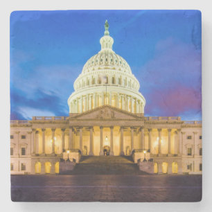 The United States Capitol at blue hour Stone Coaster