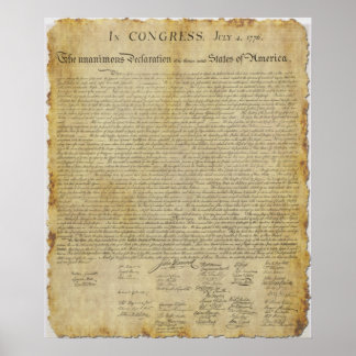The United States Declaration of Independence 1776 Poster