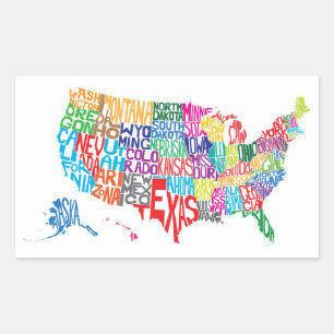 The United States in Names Rectangular Sticker